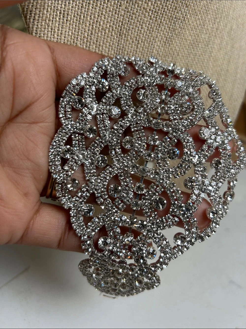 Sparkling Silver Crystal Filigree brecelet